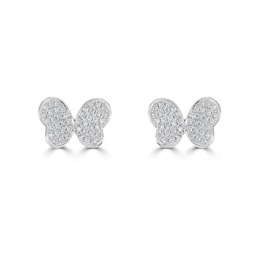 18ct White Gold Butterfly Diamond Stud Earrings