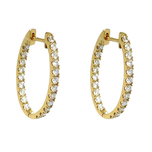 18ct Yellow Gold Double Sided Diamond Hoops