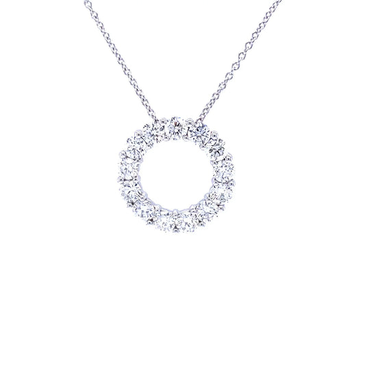 18ct White Gold Medium Circle Diamond Pendant