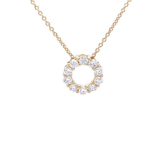 18ct Yellow Gold Small Circle Diamond Pendant