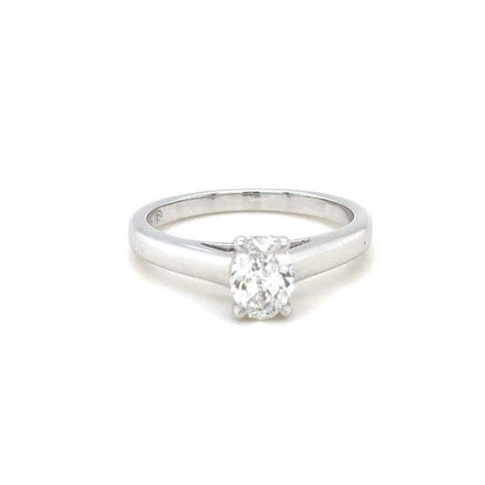 18ct White Gold Oval Solitaire Diamond Engagement Ring