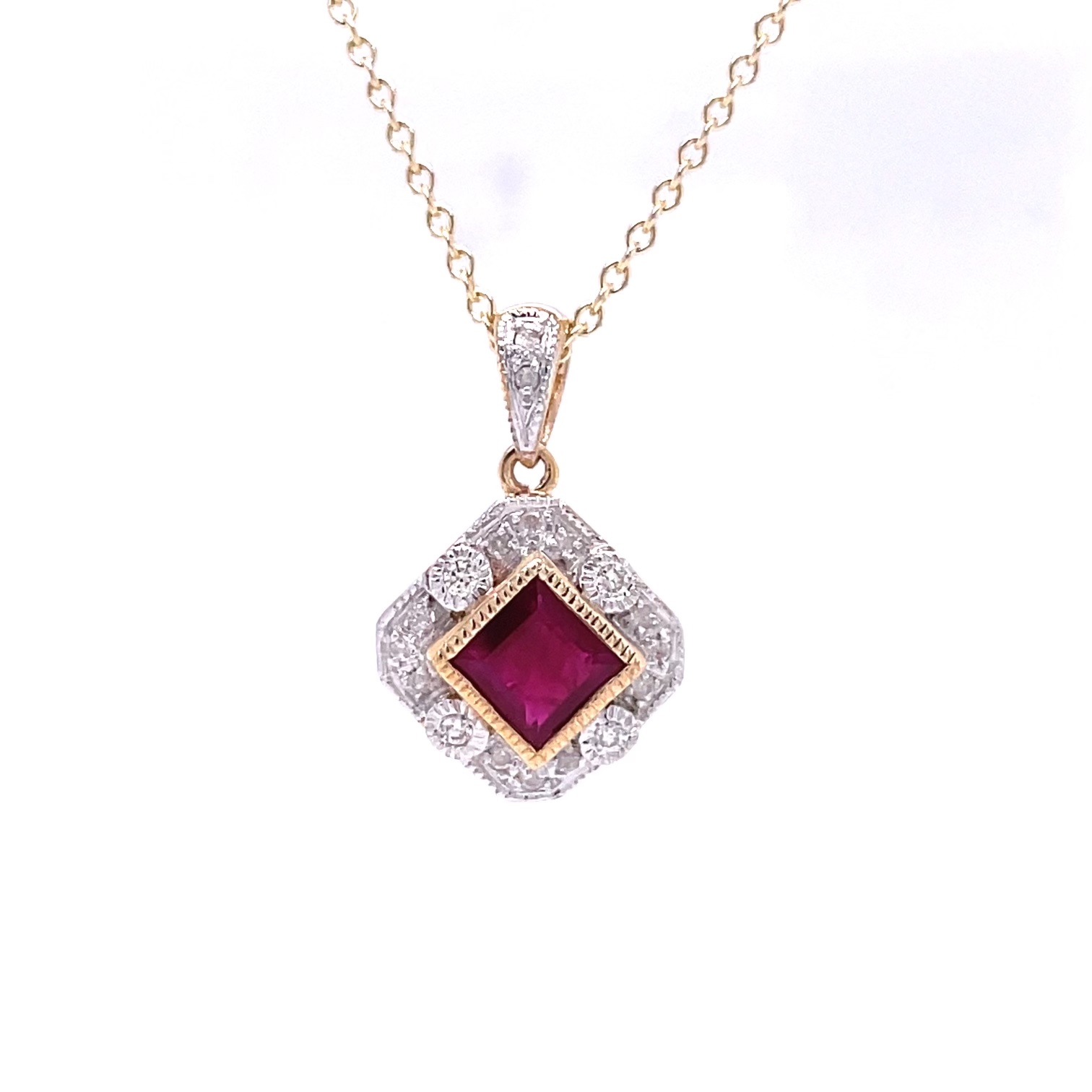 9ct Yellow Gold Ruby and Diamond Pendant - The Northcote Jewellers ...